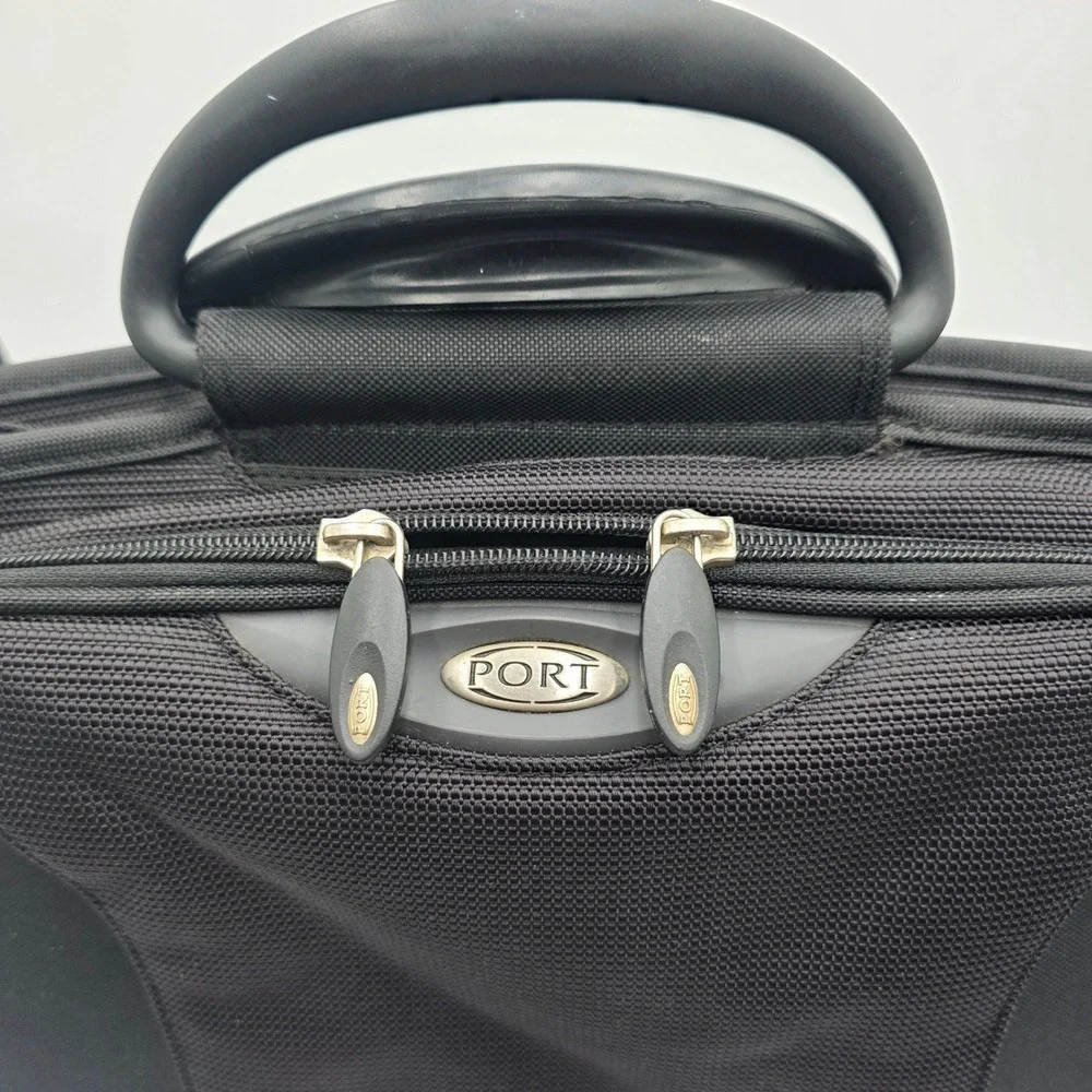 Port Designs Black Ballistic Nylon Laptop Briefcase Messenger Bag 16.5x6.5x13in